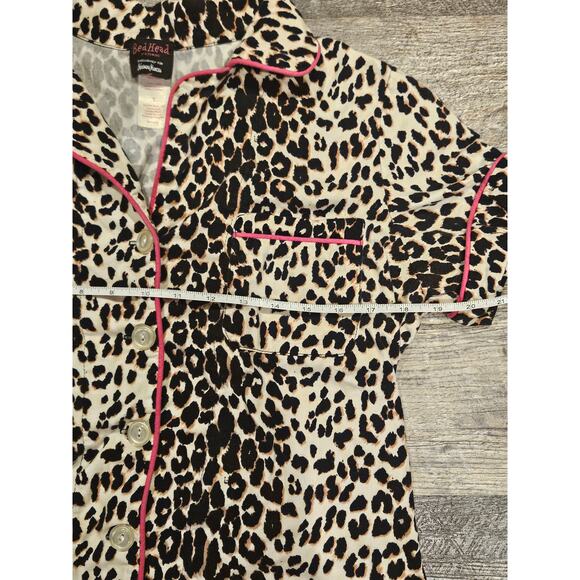 Bed head neiman Marcus cheetah print Shorts pajama set preppy pjs Womens small - Picture 4 of 8